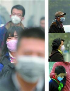 口罩模式開啟霧霾持續(xù)，大部分市民佩戴口罩出門