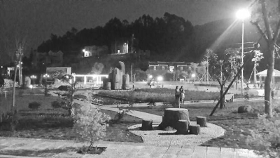 夜晚中的大眉村生態(tài)濕地公園。（大眉村村民蘇海霞供